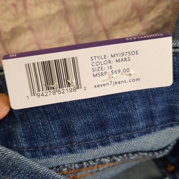 Seven 7 NWT Mars Blue Tummyless High Rise 5 Pockets Denim Skinny Jeans Size 16 - Picture 9 of 14